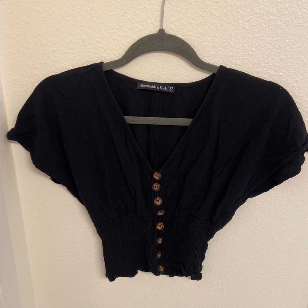 Abercrombie & Fitch Black Buttoned Top